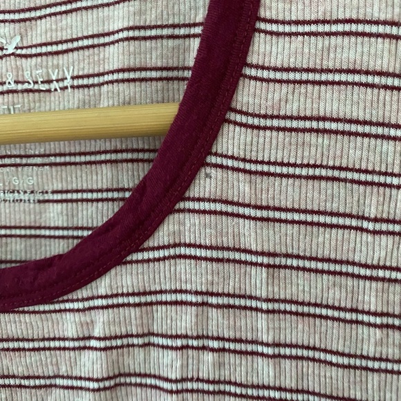 Women’s American Eagle Outfitters Red Striped Crew Neck Short Sleeve Top Size L - Picture 5 of 5